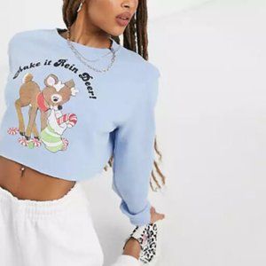 NWT New Girl Order oversized crop sweatshirt make it rein deer! Uk 14 / US 12!